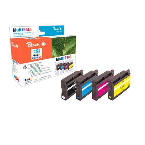 Peach HP No 932/933 Multipack Tintapatronok, Fekete, Cián, Magenta, Sárga