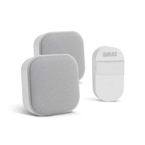 Delight Kinetic 2 in 1 wireless doorbell and nightlight, white, with two receivers