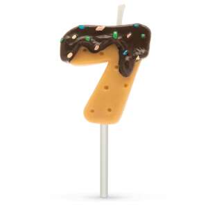 Number 7 birthday cake candle, chocolate and sprinkles design - Birthday Candle & Cake Topper