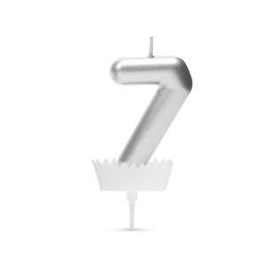 Silver number 7 birthday candle - Birthday Candle & Cake Topper