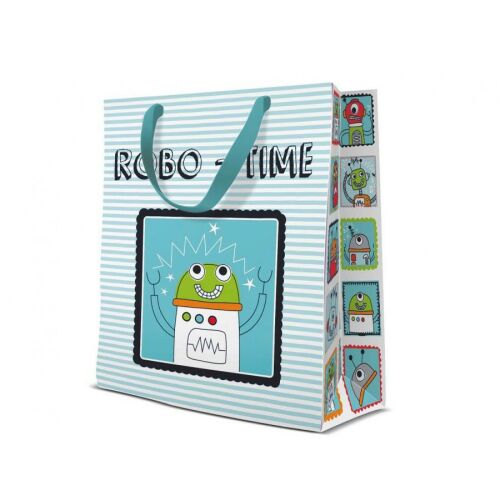 Robo-Time mittlere Geschenktüte mit Robotermotiv, 20x25x10cm
