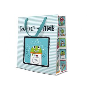 Robo-Time medium gift bag with robot design, 20x25x10cm - Art & Craft