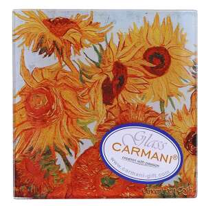 Carmani üveg poháralátét Van Gogh Napraforgók mintával - Poháralátét