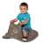 Child riding Smoby Cat Rocking Horse, grey, indoor and outdoor use
