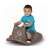 Child riding Smoby Cat Rocking Horse, grey, indoor and outdoor use