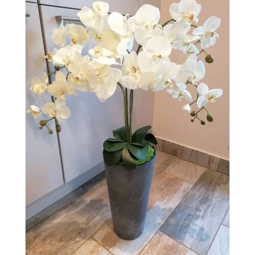 Padlóvázás élethű orchidea antracit színű vázával 32148968