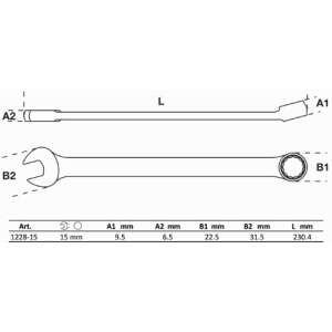 BGS technic Csillag-villás kulcs, extra hosszú, 15 mm (BGS 1228-15) 72597730 
