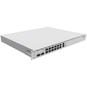 MIKROTIK CCR2216-1G-12XS-2XQ 16GB RAM, 12x SFP28, 2x QSFP28, Router cu Fir Alb, Vizualizare Frontală - MikroTik