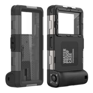 Tech-Protect Ipx8 waterproof phone case, black, front and back view - Tech-Protect