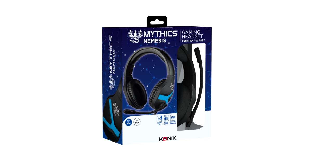 Konix Mythics Ps4 Nemesis Vezetékes Gaming Headset Fekete Kék Pepita Hu