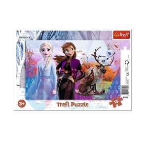 Puzzle Trefl Frozen II cu 15 piese cu ramă, prezentând Anna și Elsa - Trefl Puzzle