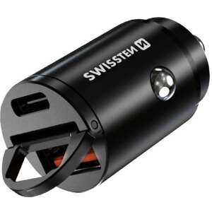 Swissten USB-A 3.0 / USB-C Autoladegerät - Schwarz (30W) 73349915 Autoladegeräte