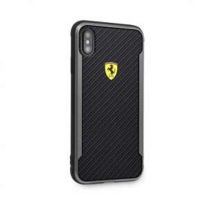 Ferrari iPhone XS Max fekete karbonszálas telefontok logóval - Ferrari Telefontok