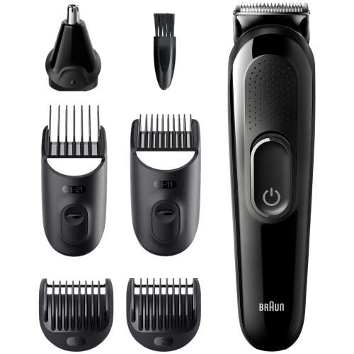 Braun MGK3320 6 az 1-ben multifunkciós testszőrzet ápoló férfiaknak, 5 tartozékkal, fekete
