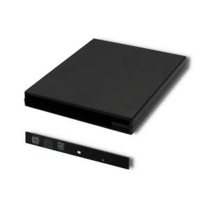 Qoltec 51864 külső DVD meghajtó, fekete, USB 2.0, 9.5mm, laptopokhoz és számítógépekhez - Külső merevlemez ház
