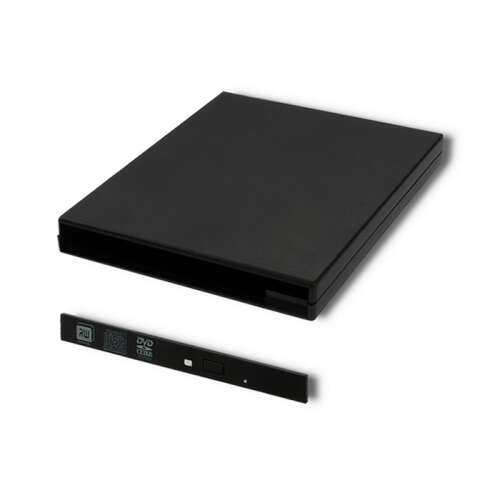 Qoltec 51864 külső DVD meghajtó, fekete, USB 2.0, 9.5mm, laptopokhoz és számítógépekhez