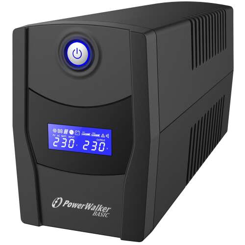 PowerWalker Basic VI 600 STL FR 600VA / 360W Line-Interactive Back-UPS, sursa de alimentare neîntreruptă neagră cu afișaj LCD