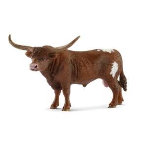 Schleich Texas Longhorn bull figurine, brown with white markings - Schleich
