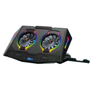 Conceptronic THYIA02B Ergo 17-palcový chladiaci stojan na notebook, čierny, s dvoma ventilátormi a RGB osvetlením - Conceptronic