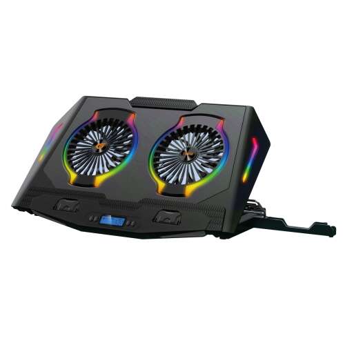 Conceptronic THYIA02B Ergo 17-palcový chladiaci stojan na notebook, čierny, s dvoma ventilátormi a RGB osvetlením