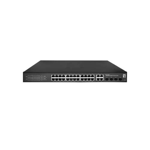 LevelOne GES-2128P Hilbert Gigabit Switch, 24 port PoE managed hálózati kapcsoló