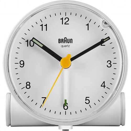 Braun BC 01 W fehér analóg ébresztőóra sárga másodpercmutatóval - Ébresztőóra