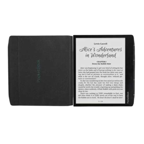 PocketBookShell 7" E-Book-Reader-Hülle, blau, geöffnet, zeigt den PocketBook Era 7" E-Book-Reader