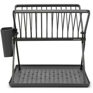 Brabantia Faltbarer Geschirr-Abtropfgestell in Grau, mit Besteckhalter - Abtropfgestell