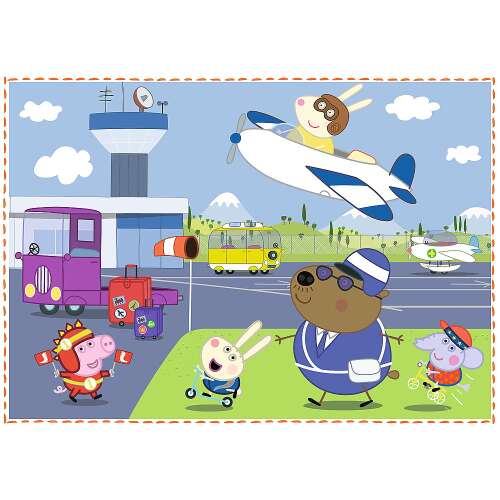Peppa Pig puzzle piece, featuring the characters at the airport