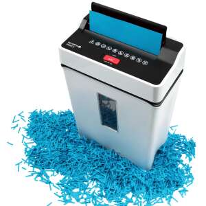 Olympia PS 54 CC paper shredder, shredding paper and credit cards into 4 x 32 mm strips, P4 security level, automatic start/stop, manual reverse, 13 liter bin, white and black - Olympia