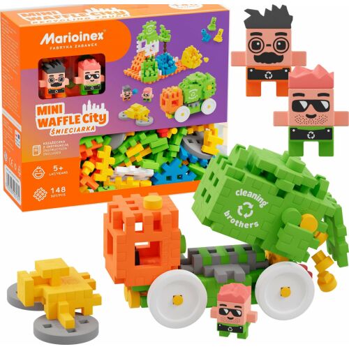 Marionex Mini Waffle City Camion de Gunoi Set de Construcție - 148 Piese - Despachetat