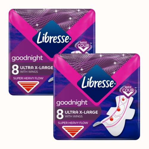 Șervețel sanitar de noapte Libresse Goodnight Ultra X-Large 2x8buc