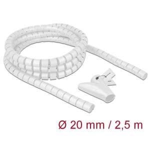 Delock 2,5m husă spirală pentru cabluri albă cu instrument de tragere, diametru 20mm - Cabluri patch