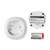 Nedis SmartLife Zigbee smoke detector, white, bottom view, with mounting plate and battery