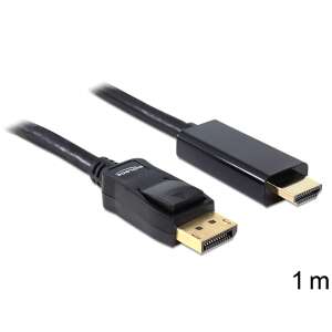 DeLock DisplayPort to HDMI Cable, 1m, Black - DisplayPort