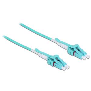 DeLock 1m LC to LC Multimode OM3 Fiber Optic Cable, Aqua Blue - Optical Cable