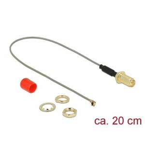 DeLock Antenna Cable RP-SMA jack bulkhead ferrite core > MHF / U.FL-LP-068 compatible plug 1.13 20 cm thread length 10mm 89831