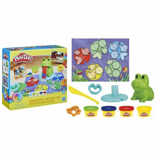 Play-Doh Békák és színek kezdőkészlet béka figurával, formákkal és 4 Play-Doh színnel
