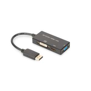 Przewód adaptera Assmann DisplayPort do DVI, HDMI i VGA, czarny - Konwerter DisplayPort