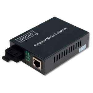Digitus DN-82020-1 Konwerter multimedialny Fast Ethernet Multimode, czarny, widok pod kątem, pokazujący złącze RJ-45 i SC - Konwerter mediów