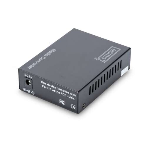 Convertor media Digitus DN-82110-1 Gigabit Ethernet Multimode, negru, vedere înclinată