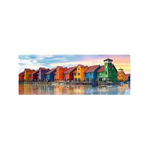 Trefl Panoráma puzzle Groningen, Hollandia 1000 piece jigsaw puzzle, colorful houses by the water - Puzzle