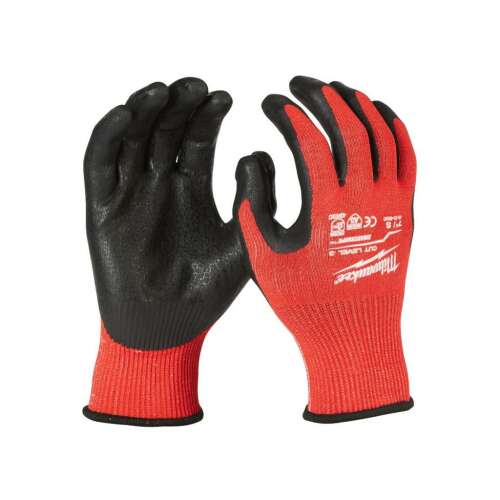 Milwaukee Schnittschutzhandschuhe, Größe M, Schutzstufe 3, Rot und Schwarz