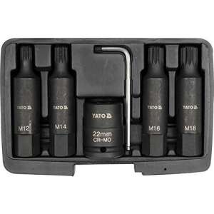 Zestaw 6 nasadek spline YATO, napęd 3/4 cala, M12, M14, M16, M18 - Klucz do wtyczek