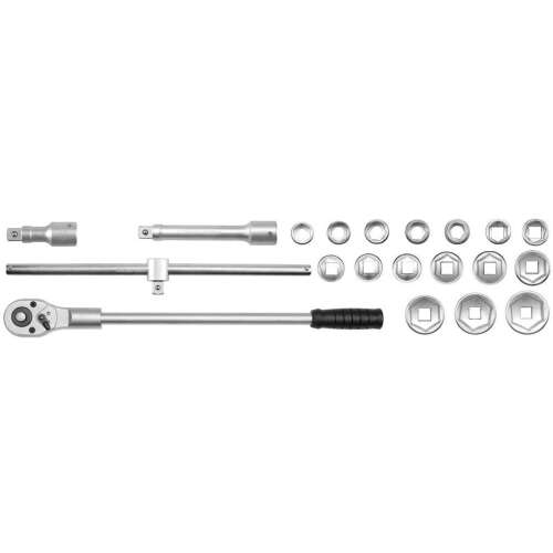 YATO 3/4 hüvelykes 20 részes dugókulcs készlet, tartalmazza a villáskulcsot, hosszabbítókat és a dugókulcsokat