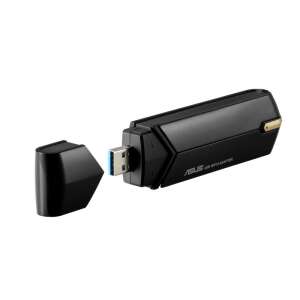 Adaptor Wi-Fi USB ASUS USB-AX56 AX1800 Dual Band, negru și auriu, USB 3.0, adaptor de rețea wireless - Routere Wi-Fi, adaptoare
