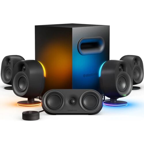 Steelseries Arena 9 5.1 Surround Sound Gaming Lautsprecher mit Subwoofer und RGB-Beleuchtung