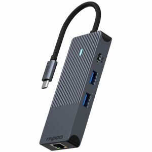 Kutni pogled na priključnu stanicu Rapoo UCM-2004 USB-C s više priključaka - Rapoo
