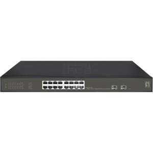 LevelOne GES-2118P Hilbert Gigabit Switch, elülső nézet - LevelOne