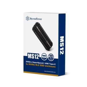 SilverStone MS12 USB 3.2 Type-C M.2 SSD Külső SSD ház - Fekete 72692330 